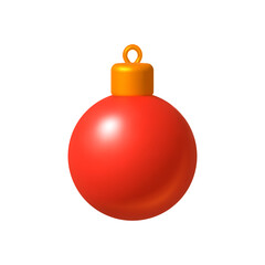 Red Christmas ball vector illustration — glossy 3D icon.
