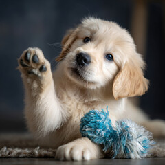 Close-up of an Adorable White Puppy Looking Up