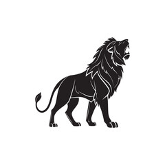 Majestic Roaring Lion Silhouette Vector Illustration