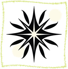 Abstract Starburst Design with Geometric Elements and Decorative Border Creating a Striking Visual Pattern Ideal for Artistic Projects