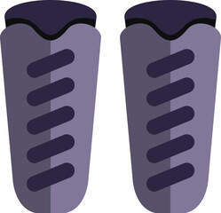 Pair of grey shin pads protecting legs during sport activities, isolated illustration in flat style on white background