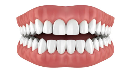 Fototapeta premium Closeup of a healthy set of human teeth, isolated on transparent background