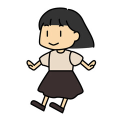 黒髪のかわいい女の子キャラクターのベクターイラスト