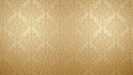 Elegant golden wallpaper or background featuring intricate damask patterns. Stylish and luxurious design for decor or backgrounds.
