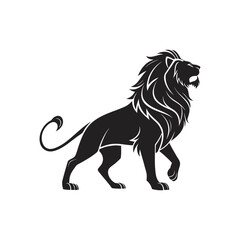 Majestic Standing Lion Silhouette Illustration
