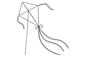  Kite continuous single line art design and white background