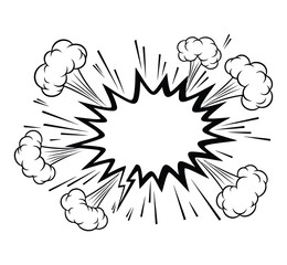 Cartoon explosion with smoke for comic effect