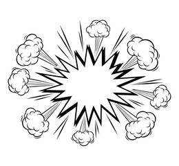 Cartoon explosion with smoke for comic effect