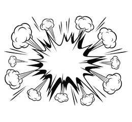 Cartoon explosion with smoke for comic effect