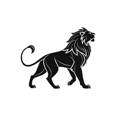 Elegant Walking Lion Silhouette Vector Design