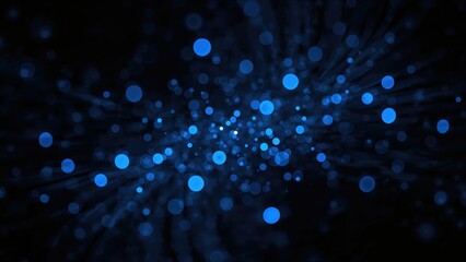 Bokeh Abstract Light Background with blue bokeh lights and radiating streaks in a dark setting