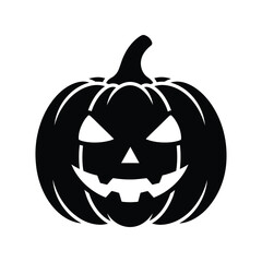 Spooky jack o lantern silhouette halloween icon scary pumpkin face for autumn celebrations isolated on white background