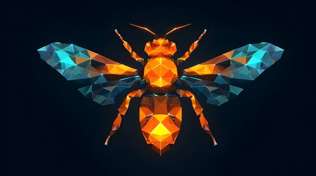 Cyber bee logo in low-poly style with orange and cyan glow, sleek futuristic look.
Concept: intelligence, speed, power, and advanced tech branding for AI, crypto, and digital companies.