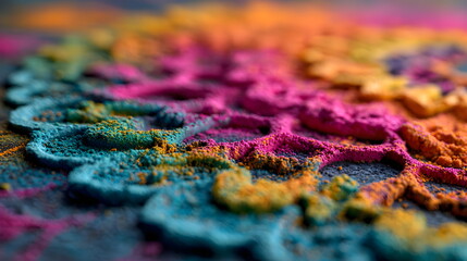 Obraz premium Ground level rangoli patterns in vivid colors for Diwali