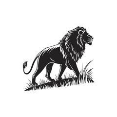 Majestic Lion Silhouette Logo Design in Grass