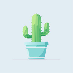 Cactus in a Blue Pot A Flat Vector Illustration for Decorative and Botanical Concepts
