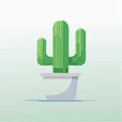 Stylized Cactus Illustration in a Pot A Modern and Minimalist Green Desert Plant Design