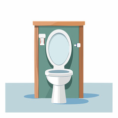 Vector Illustration of a Toilet in a Restroom with Clean Design