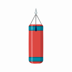 Vibrant red and blue punching bag, a classic piece of fitness equipment for boxing and martial arts training, symbolizing strength and dedication in gym workouts
