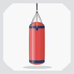 Fitness and combat sports concept with a red punching bag for boxing and workout training. Vector graphic illustration isolated on a white background