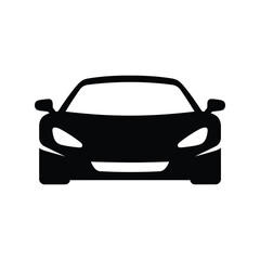 Obraz premium Sleek modern sports car icon silhouette front view vector illustration for automotive brands isolated on white background