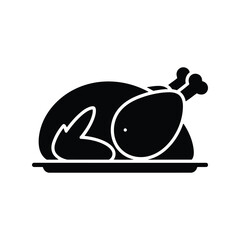 Delicious roasted whole chicken icon silhouette perfect for food menus and culinary designs isolated on white background