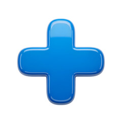 Obraz premium Blue plus sign isolated on transparent background