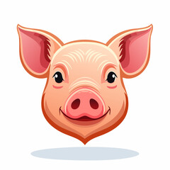 Adorable Cartoon Pig Face Icon With Big Ears and Snout, Cute Farm Animal Illustration for Children