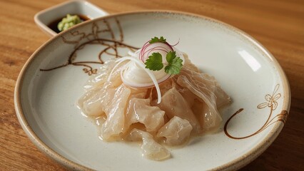 Japanese cuisine, edible jellyfish food, healthy, seafood, meal, cuisine, gourmet, dish, appetizer