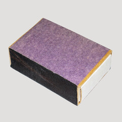 A box of matches from the Soviet era on a white background.Matches of the Soviet Union.Antique antique matches.Matches with a gray background.