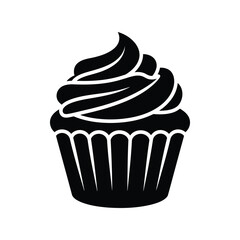 Simple stylized cupcake icon graphic with swirled icing elegant silhouette for desserts and baking concepts isolated on white background