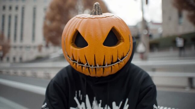 Pumpking man. Halloween short video with ghosts, pumpkins and spooky cemetery vibes. Ideal for horror, celebration and viral Halloween content.