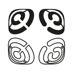 Obraz premium Abstract logo symbols. Organic circle shapes. Black line design. Vector emblem collection.