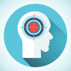 Targeted mind focus concept human head psychology goal achievement