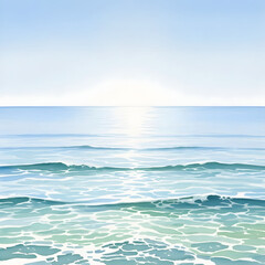 Obraz premium A serene view of ocean waves under a clear, bright sky, inviting feelings of peace and tranquility. 
