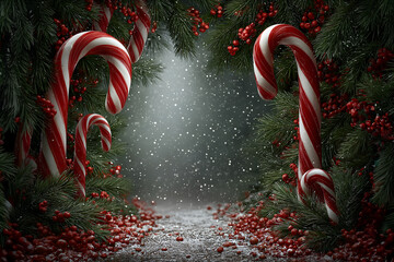  Card of Christmas with candy cane archway for a magical image of Christmas
