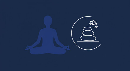 Zen meditation silhouette and balance stones logo symbol