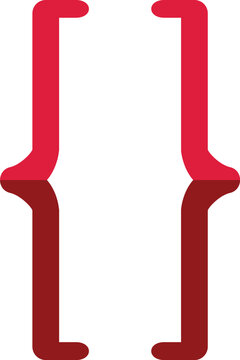 Red square brackets symbol indicating coding and software development