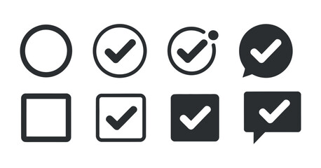 Check Mark Icon Set Validation Success Sign Vector Illustration