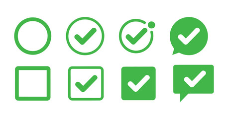 Check Mark Icon Set Green Color Vector Illustration
