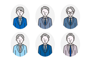 男性のビジネスパーソンアイコンのセット