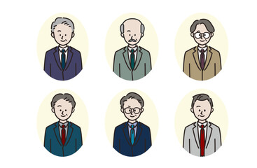 中年男性のビジネスパーソンアイコンのセット