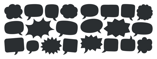 Black Silhouette Speech Bubbles Seamless Pattern Vector Illustration
