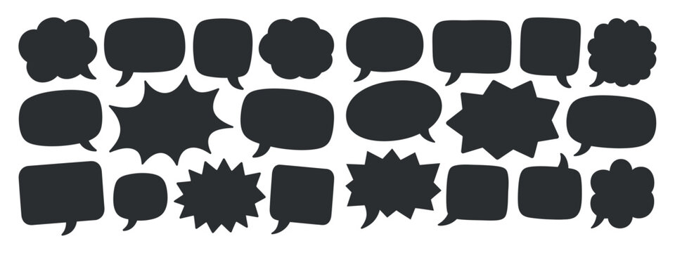 Black Silhouette Speech Bubbles Seamless Pattern Vector Illustration