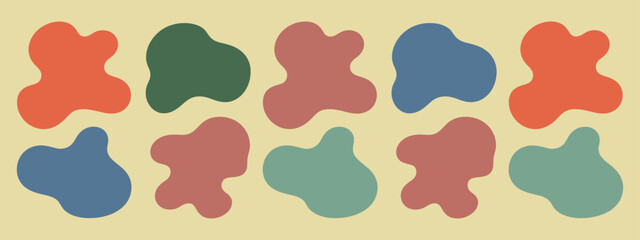 Organic Blob Shapes Grouped on Solid Color Background Trendy Art