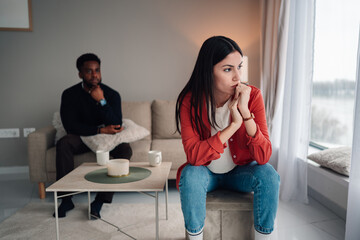 Couple having conflict after argument at home