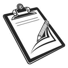 A clipboard with a sheet of paper being written on by a pencil, symbolizing creativity, documentation, or recordkeeping