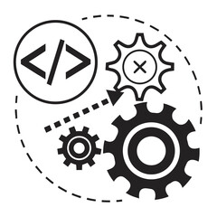 This captivating illustration showcases the intricate interplay between coding and mechanical processes, symbolizing the seamless integration of software development and automation technologies