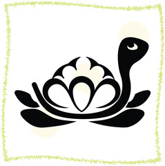 Stylized Turtle Illustration with Decorative Shell and Gentle Eye isolated on white background showcasing simplicity and clean lines for design projects