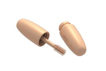 Single mascara isolated on white background. Brush for lash. Cosmetics accessory. Item for makeup. Tool for beauty salon. 3d render